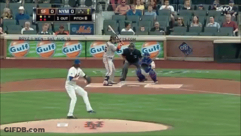 A Baseball Game Is Being Played In A Stadium With Gulf Advertisements On The Wall GIF