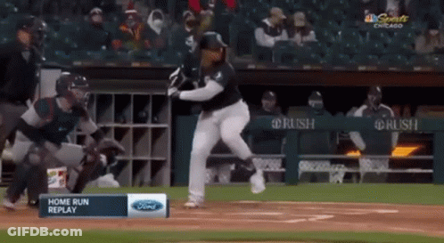 A Baseball Game Is Being Played In Chicago And The Home Run Replay Is Being Shown On Tv GIF