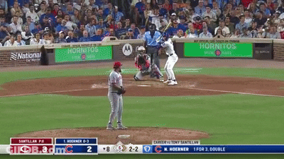 A Baseball Game Is Being Played In Front Of A Banner For Hornitos GIF