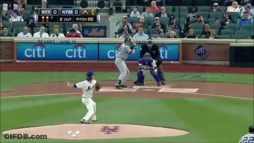 A Baseball Game Is Being Played In Front Of A Citi Banner GIF