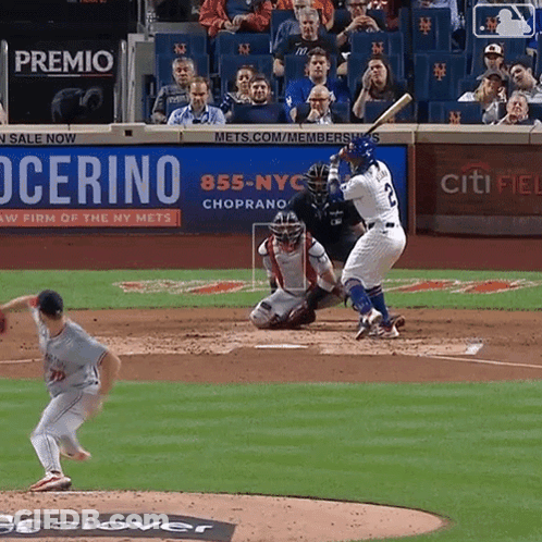A Baseball Game Is Being Played In Front Of A Citi Field Ad GIF