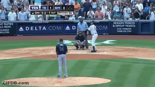 A Baseball Game Is Being Played In Front Of A Delta Com Banner GIF