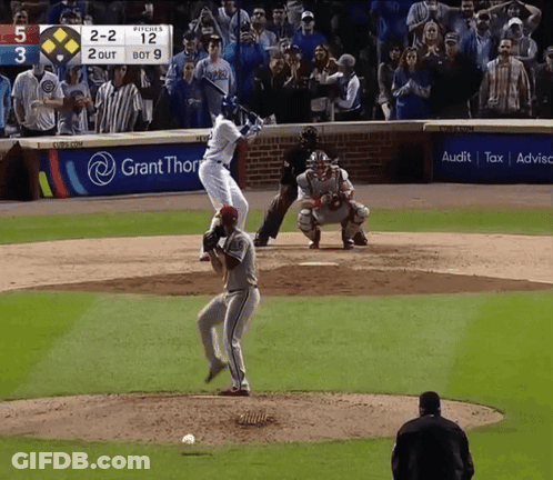 A Baseball Game Is Being Played In Front Of A Grant Thor Banner GIF