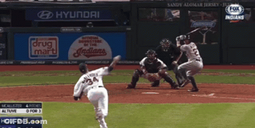 A Baseball Game Is Being Played In Front Of A Hyundai Advertisement GIF