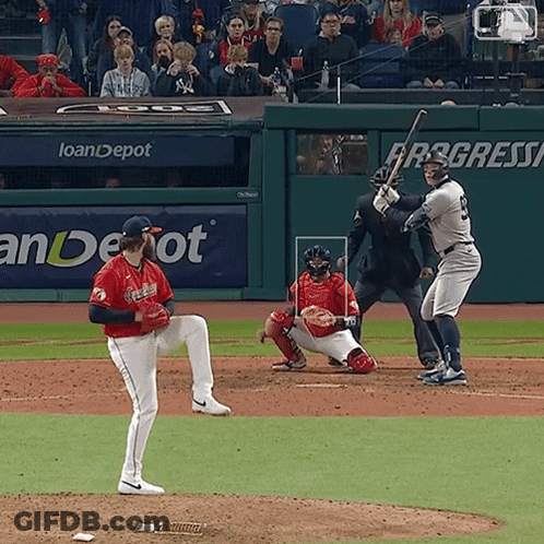 A Baseball Game Is Being Played In Front Of A Loan Depot Sign GIF