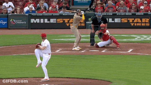 A Baseball Game Is Being Played In Front Of A Milestar Tires Advertisement GIF