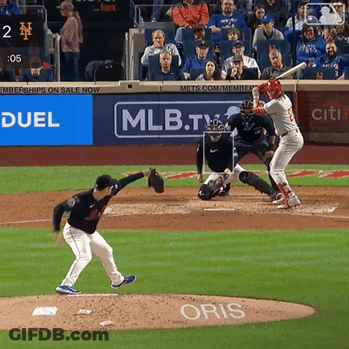 A Baseball Game Is Being Played In Front Of A Mlb.tv Ad GIF