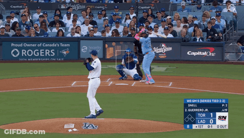 A Baseball Game Is Being Played In Front Of A Proud Owner Of Canada 'S Team Ad GIF