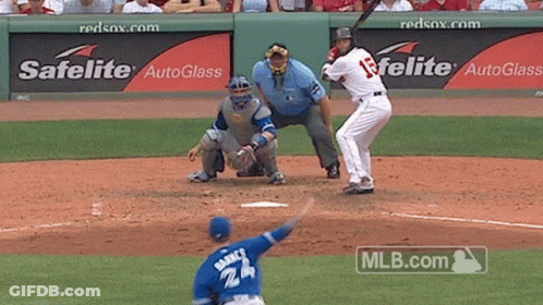 A Baseball Game Is Being Played In Front Of A Safelite Autoglass Advertisement GIF