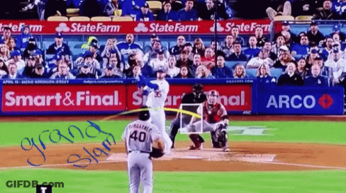 A Baseball Game Is Being Played In Front Of A State Farm Ad GIF