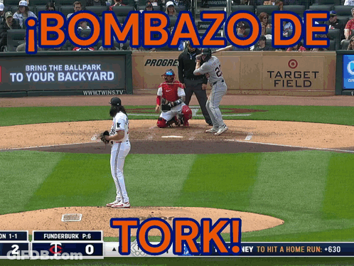 A Baseball Game Is Being Played In Front Of A Target Field Sign GIF