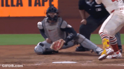 A Baseball Game Is Being Played In Front Of An Illa Tape Sign GIF