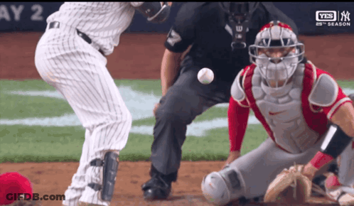 A Baseball Game Is Being Played On A Field That Says Yes GIF