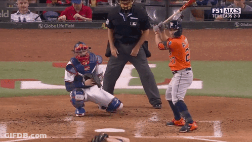 A Baseball Game Is Being Played With A Globe Life Field Logo In The Background GIF