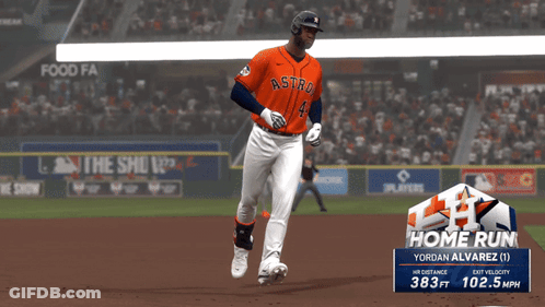 A Baseball Game Is Being Played With A Home Run Sign GIF