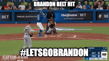 A Baseball Game Is Being Played With A #Letsgobrandon Hashtag Being Used GIF