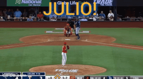 A Baseball Game Is Being Played With A National Car Rental Banner In The Background GIF
