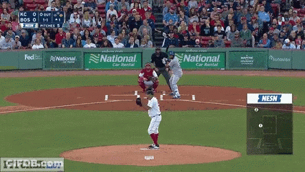 A Baseball Game Is Being Played With A National Car Rental Banner On The Fence GIF