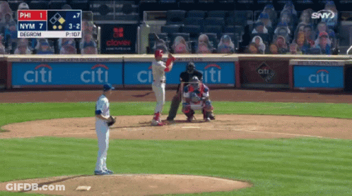 A Baseball Game Is Being Played With A Score Of 3-2 GIF