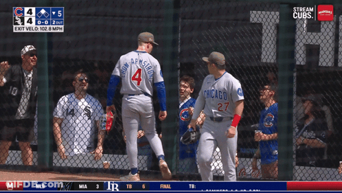 A Baseball Game Is Being Played With A Stream Cubs Logo On The Screen GIF