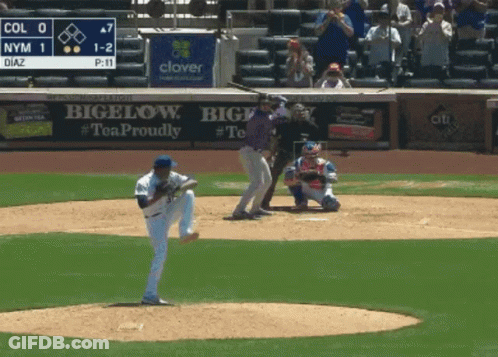 A Baseball Game Is Being Played With Advertisements For Bigelow And Clover GIF
