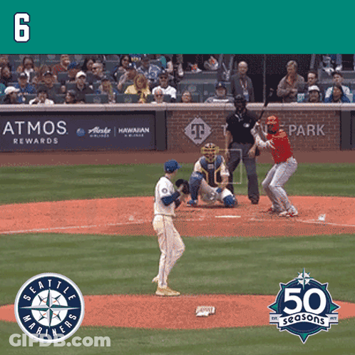 A Baseball Game Is Being Played With The Number 6 On The Bottom GIF