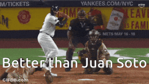A Baseball Game Is Being Played With The Words Better Than Juan Soto In The Corner GIF