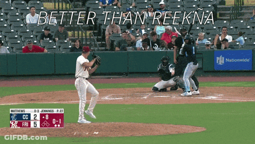 A Baseball Game Is Being Played With The Words Better Than Reekna In The Upper Left Corner GIF