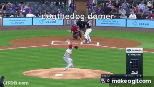 A Baseball Game Is Being Played With The Words Dog The Dog Domer In The Upper Right Corner GIF