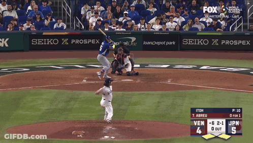 A Baseball Game Is Being Shown On Fox World Baseball Classics GIF