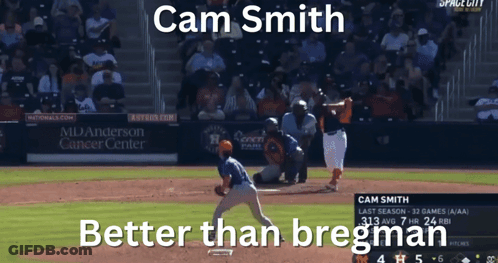 A Baseball Game With The Name Cam Smith On The Top GIF