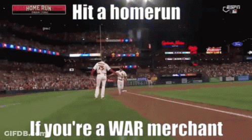 A Baseball Game With The Words Hit A Home Run If You 'Re A War Merchant GIF
