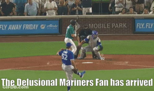 A Baseball Game With The Words The Delusional Mariners Fan Has Arrived At The Bottom GIF