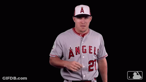 A Baseball Player For The Angels Poses For A Picture GIF