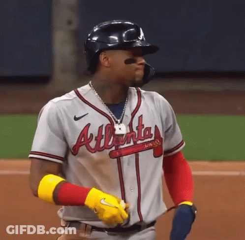 A Baseball Player For The Atlanta Braves Is Wearing A Helmet GIF