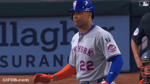 A Baseball Player For The New York Mets Is Running GIF