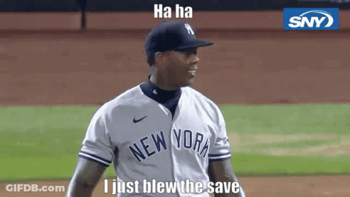 A Baseball Player For The New York Yankees Is Smiling GIF