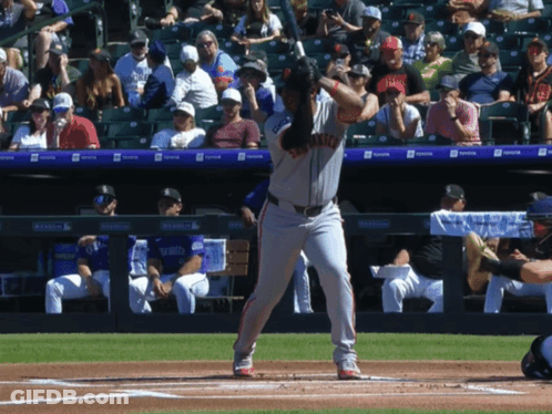 A Baseball Player Getting Ready To Hit A Ball With A Toyota Banner In The Outfield GIF