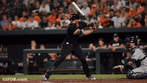 A Baseball Player Getting Ready To Hit A Ball With The Letter S On His Shirt GIF