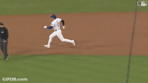 Dodgers Baseball Player Sliding Into Second Base GIF