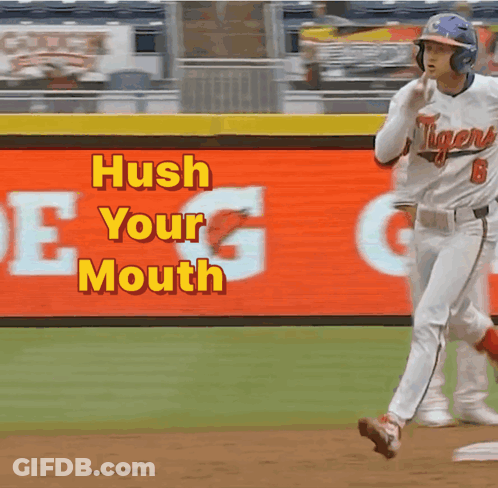 A Baseball Player In A Tigers Uniform Is Running Towards Home Plate GIF