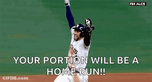 A Baseball Player Is Celebrating A Home Run With His Arms In The Air GIF