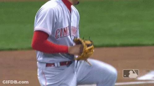 A Baseball Player Is Getting Ready To Catch A Ball On A Baseball Field GIF