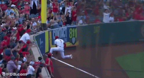 A Baseball Player Is Getting Ready To Catch A Ball While A Crowd Watches . GIF