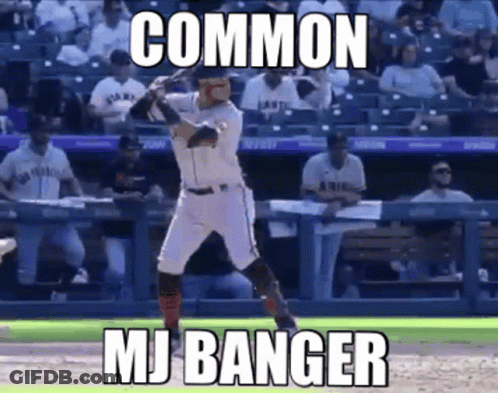 A Baseball Player Is Swinging A Bat At A Ball And A Meme Is Being Created . GIF