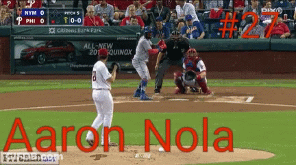 A Baseball Player Named Aaron Nola Is At The Plate GIF