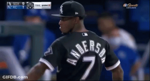 A Baseball Player Named Anderson Is Wearing A Black Jersey GIF