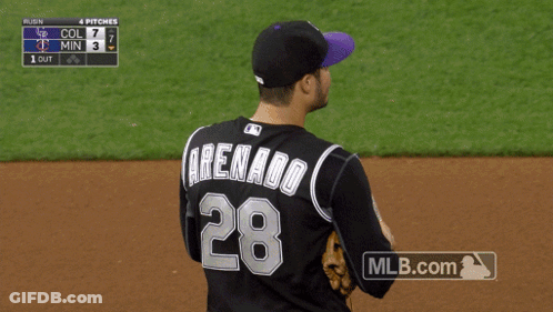 A Baseball Player Named Arenado Wearing Number 28 GIF