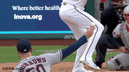 A Baseball Player Named Burrows Is Trying To Catch The Ball GIF