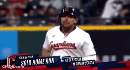 A Baseball Player Named Josh Naylor Is Standing On The Field GIF